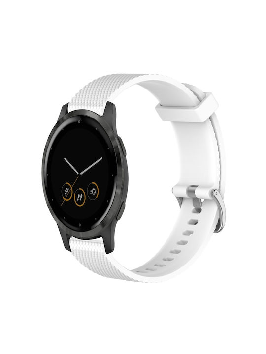 Garmin Vivoactive 4s 18 mm Силиконова Каишка за Часовник с Диаманти Бяла