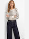 Gestreifte Damenbluse Beige