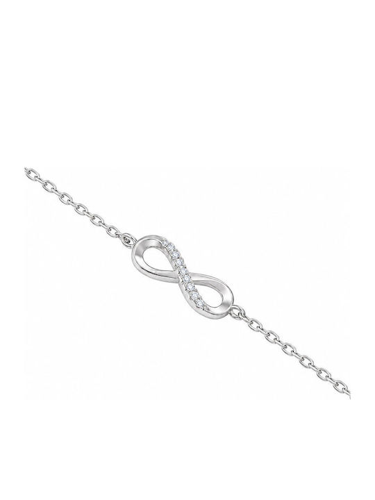 Ios Women's Silver Infinity Design Bracelet with Zircon