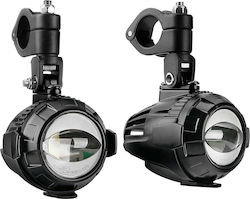 Lampa-προβολείς Ομίχλης Moto Fog-x2 12v 30w 2100lm 6000-6500k Φ71mm 1 Led Αδιάβροχοι Ip68 Καλωδίωση Βάσεις Φ38-39mm-σετ 2 Τεμ 91582-lm 9158.2-lm
