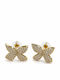 Women's Stud Butterfly Earrings Steel Stones – Gold Tone
