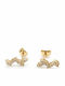 14K Gold Leaf Zircon Earrings Skn0067