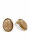 Women's Oval Stud Earrings Steel – Gold Beige Decorative Element