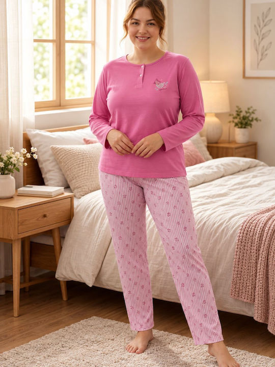 Asel Winter Damen-Pyjama-Set Rosa