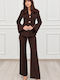 Women's Dark Brown Suit in a Straight Fit