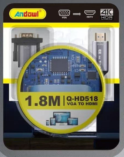 Andowl Q-HD518 VGA мъжки към HDMI женски конвертор