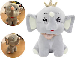 Jucărie de Pluș Premium Elefant Gri cu Inimioară și Coroană, Moale și Pufoasă, 30 cm, Gri