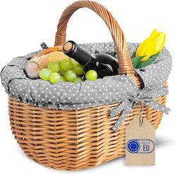 Creative Home Large Picnic Basket Gray Polka-dot Trim 43 × 32 × 37 Cm +/− 2 Cm Handle Large Lightweight Shopping Basket Natural Brown Handwoven Versatile Creative Home Large Picnic Basket Gray Polka-dot Trim 43 × 32 × 37 Cm +/− 2 Cm Handle Large Lightweight Shopping Basket Natural Brown Handwoven Versatile