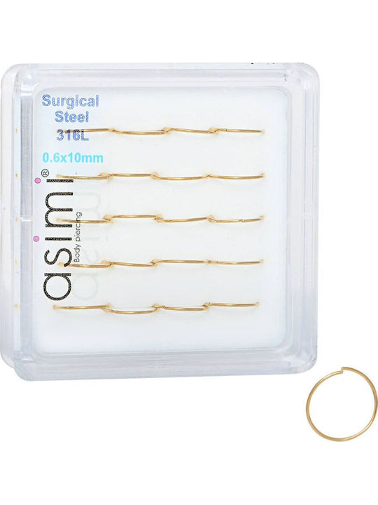 Asimi Gold-Plated Nose Hoop 0.6x10 Mm Surgical Steel 316l 1 Pc Gold-Plated