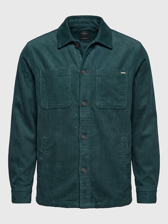 Funky Buddha Μακρυμάνικο Κοτλέ Overshirt TEAL