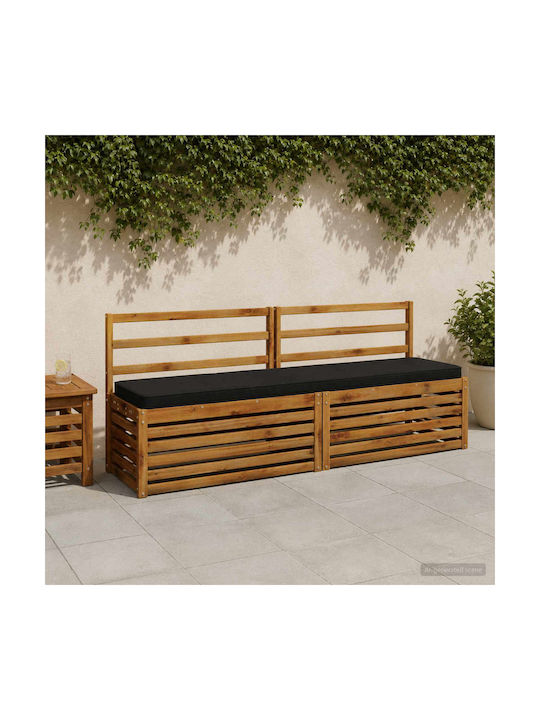 vidaXL Gartenbankkissen Schwarz 2 Stück 200 x 4...