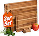 Relaxdays Set of 3 Brown Wooden Bread Cutting Boards 40x30 cm