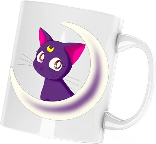 Sailor Moon Luna Cat Κούπα Κεραμική Λευκή 330ml