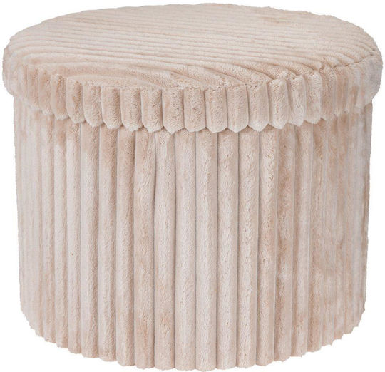 Taburet de Living cu Spațiu de Depozitare, Tapițat cu Catifea Bej 52x52x38,5 cm