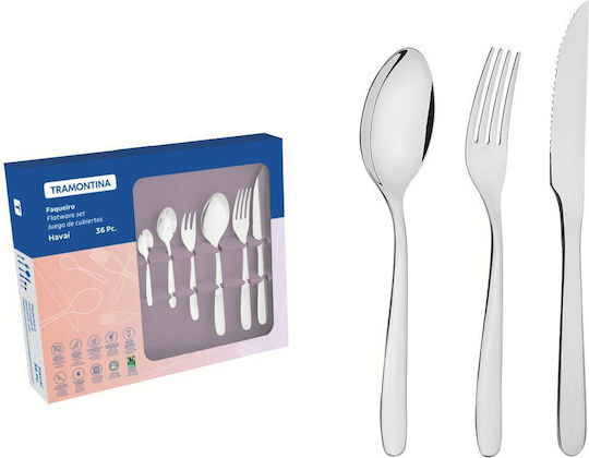 Tramontina 18/10 Stainless Steel Cutlery Set Silver 36 Pieces