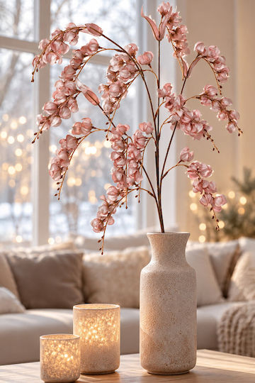 Chinese Wisteria Blossom Branch Metallic Pink 27x20x100cm Solid Colour Kaeming