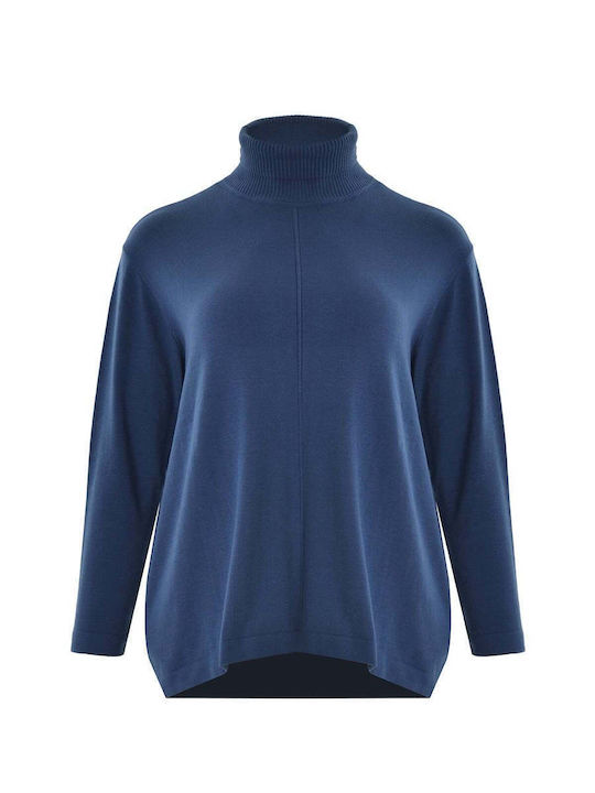 Mat Fashion Women's Long Sleeve Blue Turtleneck...