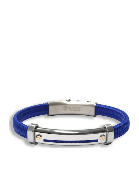 Borsari Men's Stainless Steel Bracelet Gold Plated with Diamond