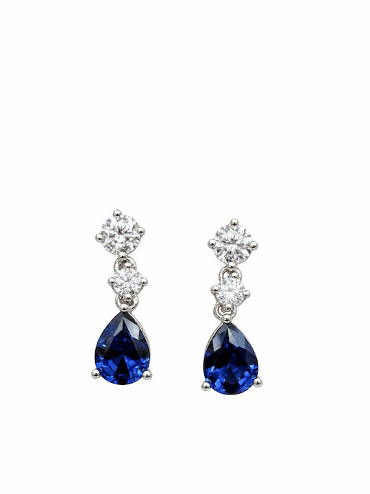 925 Silver Dangle Earrings White Blue Zircon Skcm006