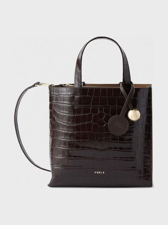 Furla Divide It Tote S Geantă Tote de Damă din Piele Aurie Furla Divide It Tote S Geantă Tote de Damă din Piele Aurie