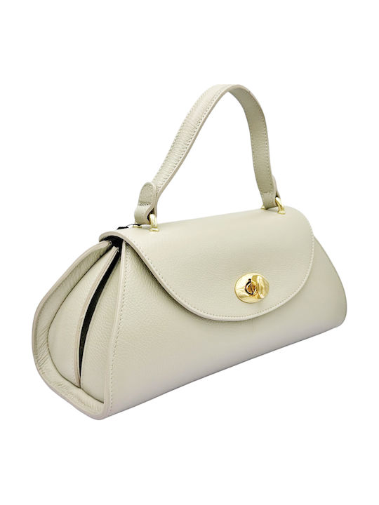 Leather Women's Flap Bag Ecru