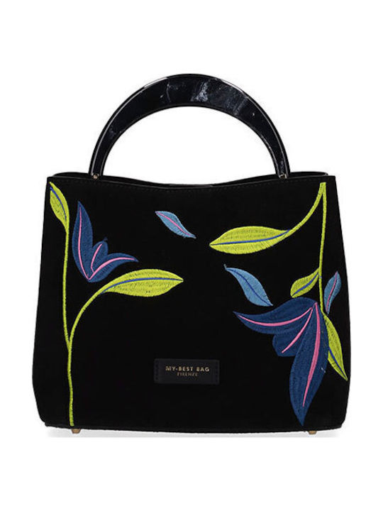 Damen-Tote-Handtasche aus schwarzem Wildleder
