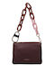 Bordeaux-/Rosafarbene Damen-Schultertasche aus Leder