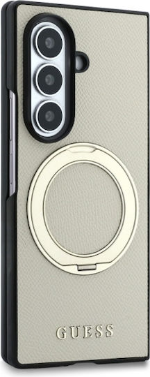Guess Ring Stand Grained Logo Case Mag Samsung Z Fold 8 Ultra Beige Backcover