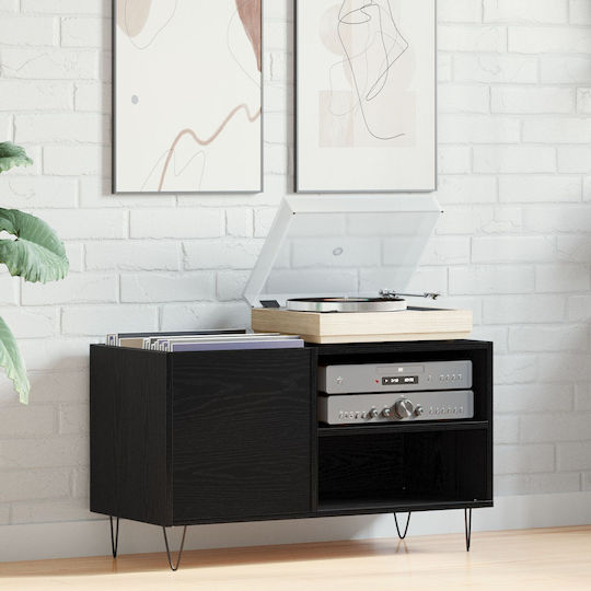 vidaXL Dulap pentru Discuri de Vinil, Fag Negru, 85 x 38 x 48 cm