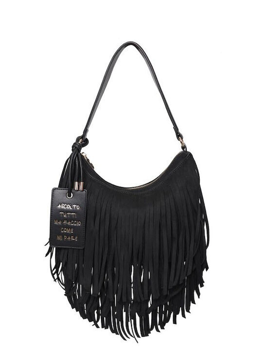 Arizona Women's Suede Shoulder Bag with Black Fringes