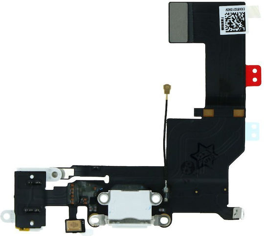Ladekabel-Flexkabel mit Kopfhöreranschluss für iPhone 5s Weiß Premium