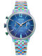 Women's Battery Chronograph Watch with Blue Stainless Steel Bracelet