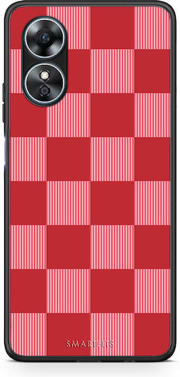 Smartfits Red Pink Striped Checks Oppo A17 Θήκη