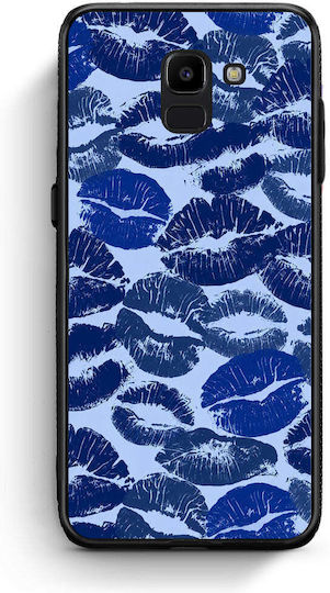 Smartfits Husă Albastră cu Săruturi Ruj Samsung Galaxy J6