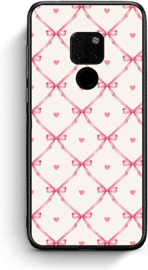 Smartfits Handyhülle mit rosa Schleife, Gittermuster und Herzen auf Creme für Huawei Mate 20