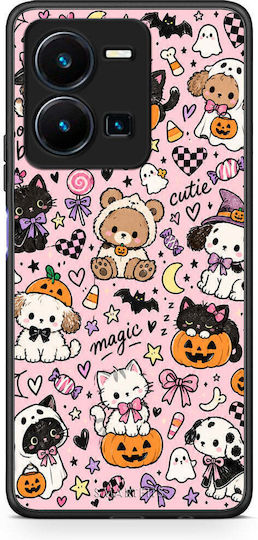 Smartfits Halloween Cute Animals Pe Fundal Roz Vivo Y35 5G Husă