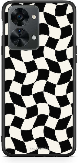 Smartfits Schwarze Cremefarbene Wellenförmige Schachbrettmuster Hülle für OnePlus Nord 2T