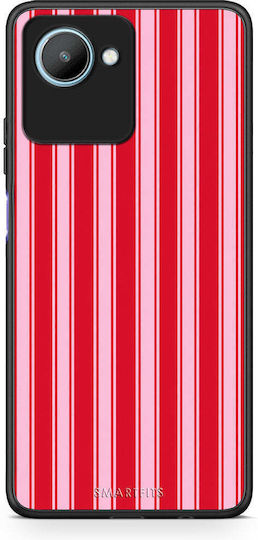 Smartfits Rot Pink Vertikale Nadelstreifen Realme C30 Hülle