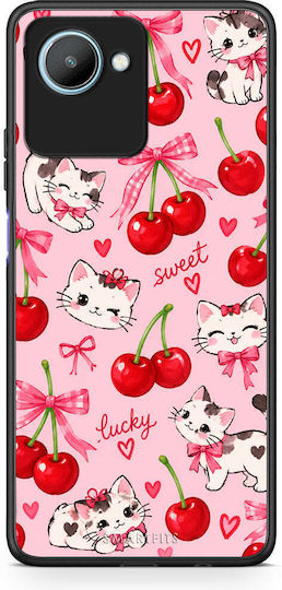 Smartfits Cherries Bows Kittens On Pink Realme C30 Θήκη
