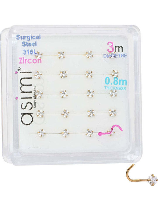 Asimi Body Piercing Обеца за нос от позлатена стомана, бяла