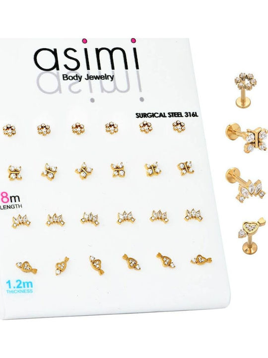 Asimi Body Piercing Обеца Барче от Позлатена Стомана