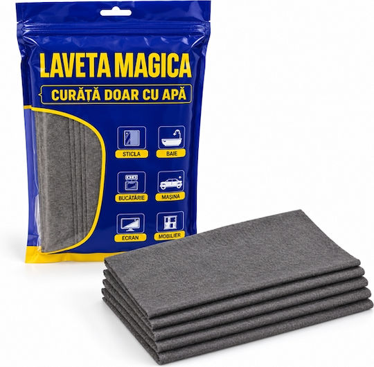 Set 5 Depox Magic Microfiber Cloths 38 × 29 Cm Gray