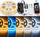Set LED COB Strip 10W/m 24V 480LED/m 10m App Controller – 5 Colors Gold Ice Blue Warm Natural & Cool White