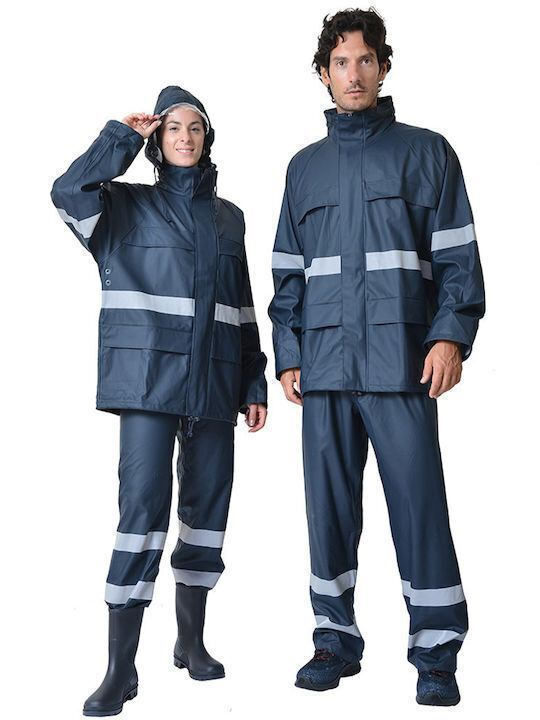 Ergosafety Costum de Ploaie din PU cu Benzi Reflectorizante Ergosafety Costum de Ploaie din PU cu Benzi Reflectorizante