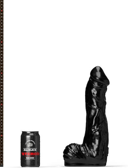 All Black Ρεαλιστικό Dildo με Όρχεις και Βεντούζα Μαύρο