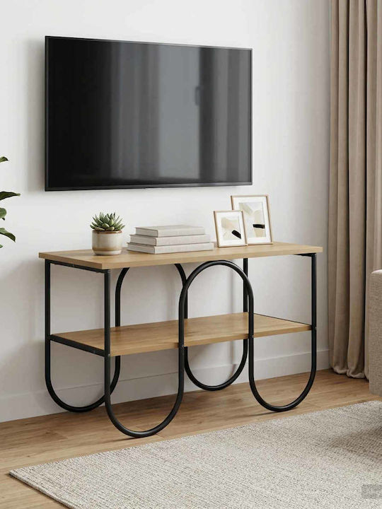 TV Stand Made of Metal & Oak Wood L80xW40xH50cm