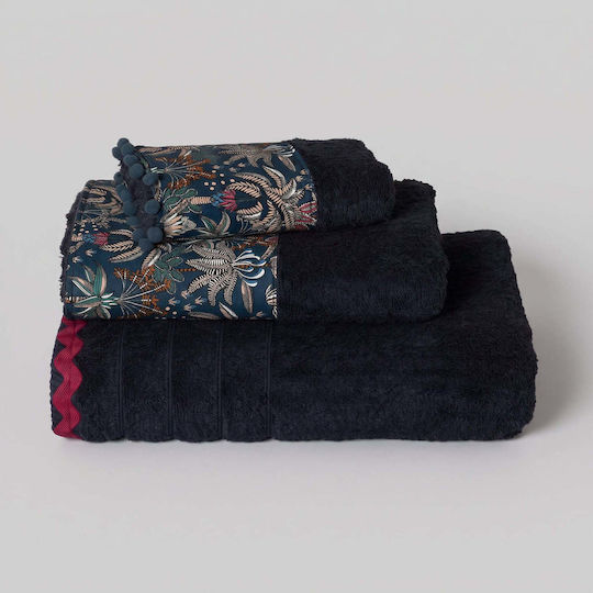 White Fabric Marceline Hand Towel 30x50cm Blue 600g/m² Weight