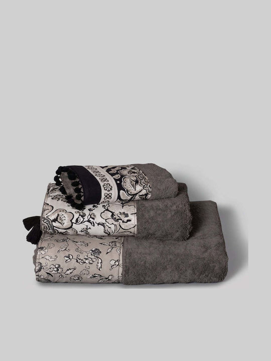 White Fabric Fable Hand Towel 30x50cm Grey 600gsm