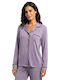 Lovelx Homewear Winterliches Damen-Pyjama-Set in Flieder