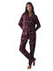Triumph Winter Women's Cotton Pyjama Set Dark Burgundy Boyfriend Pw 01 X